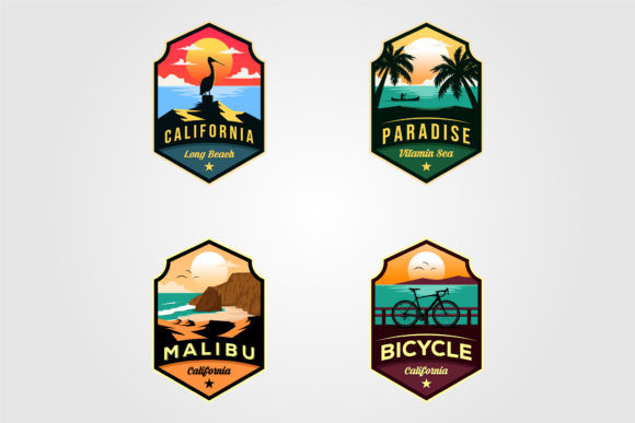 Download Set of Beach Logo Travel Illustration - Illustration Collection