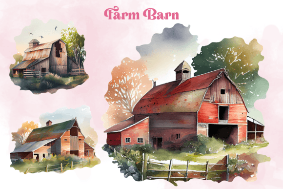 Download Watercolor Barn - Watercolor barn Collection