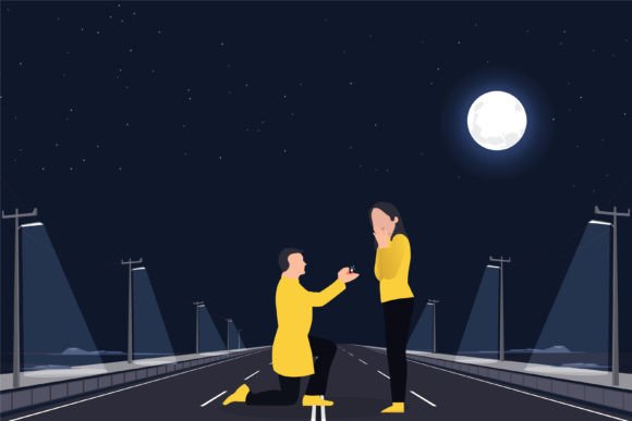Download Love Proposal Composition Illustration - Illustration Collection