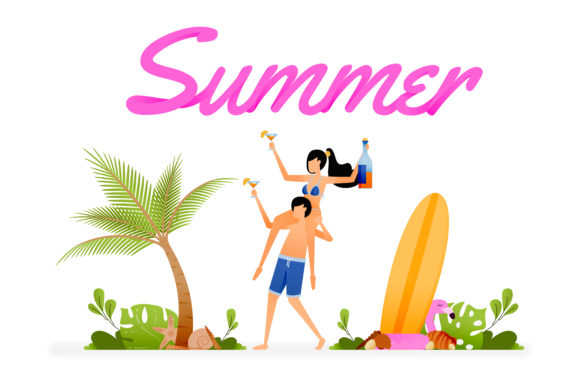 Download Illustration of Summer Beach Party - Illustration Collection