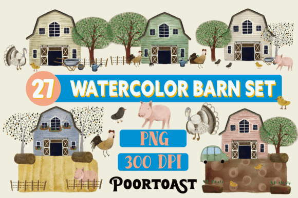 Download Watercolor Barn Set - Watercolor barn Collection
