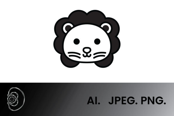 Download Black and White Cute Lion Illustration - Illustration Collection