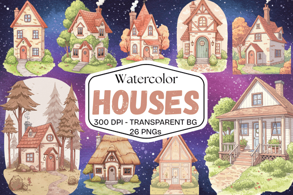 Download Watercolor House Illustrations - Illustration Collection