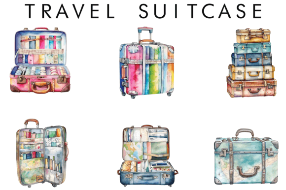 Download Watercolor Travel Suitcase Sublimation - Premium Resources