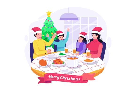 Download Christmas Family Dinner Illustration - Illustration Collection