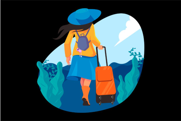 Download Girl with Luggage Travel Illustration - Illustration Collection
