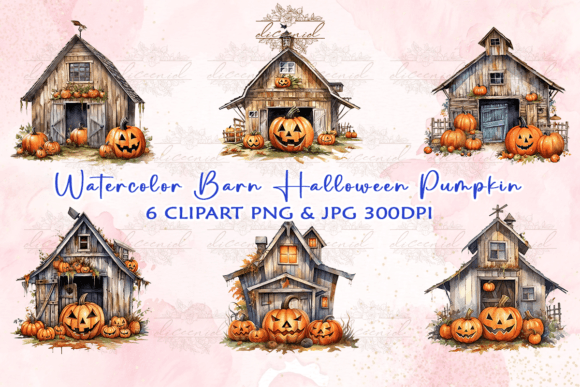 Download Watercolor Barn Halloween Pumpkin - Watercolor barn Collection