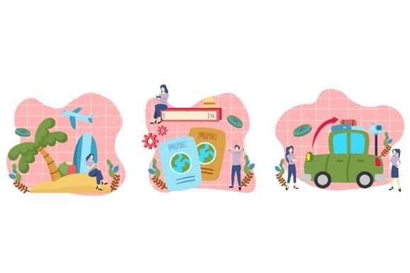 Download Flat Bundle Happy Travel Illustration - Illustration Collection