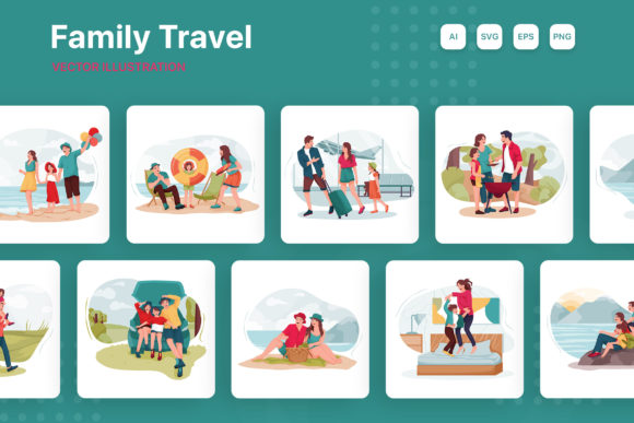 Download Family Travel Illustration Concept - Illustration Collection