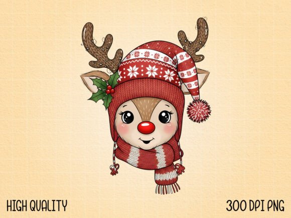 Download Red Nose Reindeer Holiday Illustration - Illustration Collection