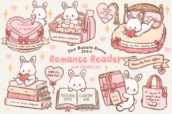 Download Kawaii Romance Reader Bunny Clipart - Kawaii Collection