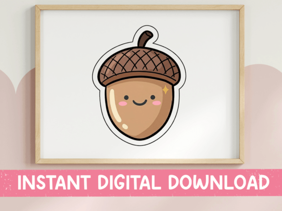 Download Cute Kawaii Acorn Sticker SVG - Kawaii Collection