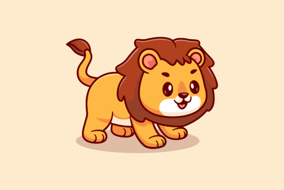 Download Cute Lion Playing Cartoon Illustration - Illustration Collection
