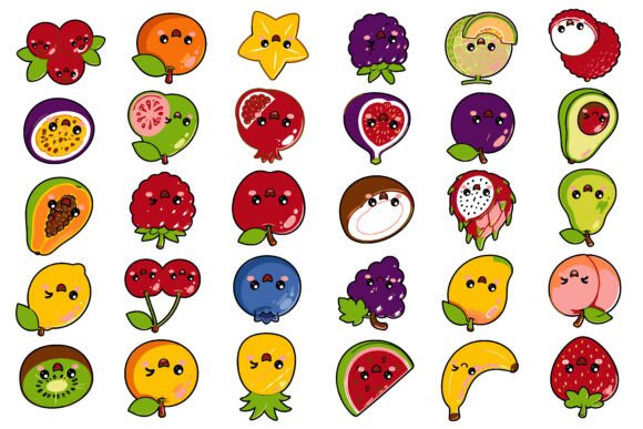 Download Kawaii Fruit Clipart Bundle - Kawaii Collection